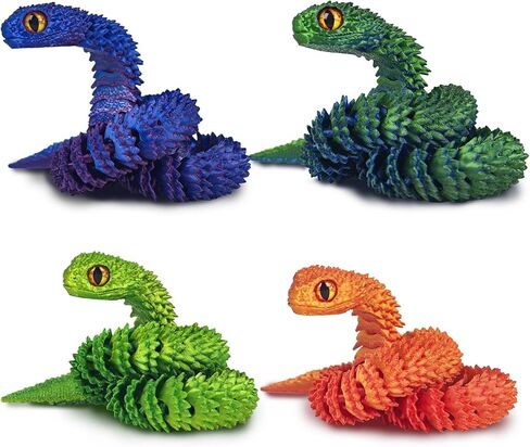 4PCS 3D Printed Snake Fidget Toy, 3D Printed Animals, 12 Inch Articulated 3D Printed Crystal Anaconda for Relaxing and Anxiety Relief，Halloween Decor, Christmas Toy 2025 in Saudi Arabia