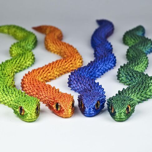 4PCS 3D Printed Snake Fidget Toy, 3D Printed Animals, 12 Inch Articulated 3D Printed Crystal Anaconda for Relaxing and Anxiety Relief，Halloween Decor, Christmas Toy 2025 in Saudi Arabia
