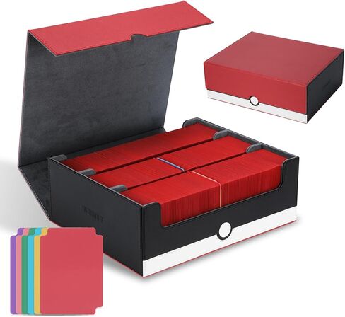 tombert 150+ Premium Deck Box Case for PTCG, MTG, Large Capacity with 2 Dividers, Fits 100+ Sleeved Cards TCG Trading Card Games(Vertical - Red & White) in Saudi Arabia