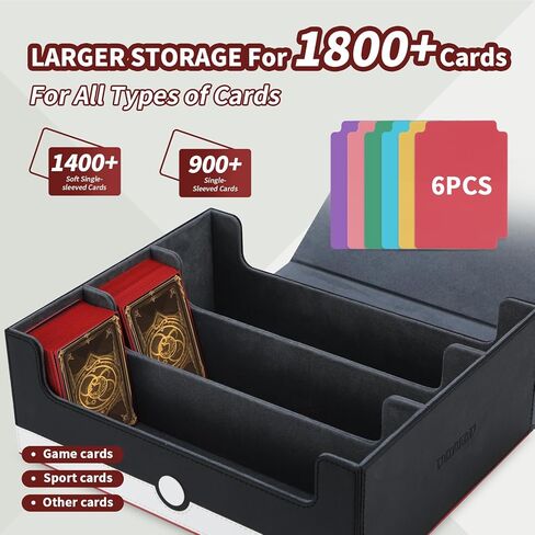 tombert 150+ Premium Deck Box Case for PTCG, MTG, Large Capacity with 2 Dividers, Fits 100+ Sleeved Cards TCG Trading Card Games(Vertical - Red & White) in Saudi Arabia