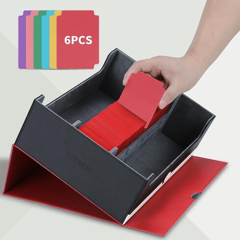 tombert 150+ Premium Deck Box Case for PTCG, MTG, Large Capacity with 2 Dividers, Fits 100+ Sleeved Cards TCG Trading Card Games(Vertical - Red & White) in Saudi Arabia