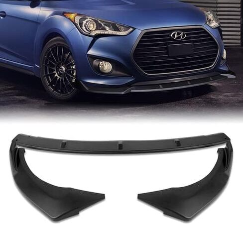 3 Pieces Front Bumper Lip Spoiler Splitter Side Body Kit Trim Protection Compatible with 2013-2017 Hyundai Veloster Turbo Model, 2014 2015 2016 (Painted Carbon Style) in Saudi Arabia
