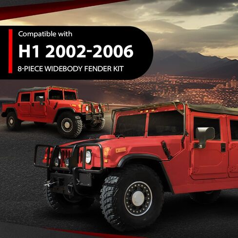 حاجز مشاعل overfender مع أجهزة 8 قطع متوافقة مع هامر H1 / همفي / HMMWV أسود in Saudi Arabia