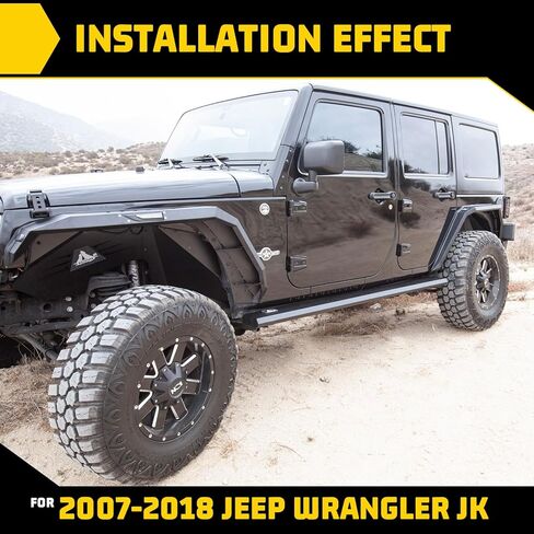 Front & Rear Inner Fender Liners Compatible with Jeep Wrangler 2007-2018 JK JKU 2/4 Door, Heavy Duty Off-Road Black Steel Pair of Inner Fender Liners Flares 4 PCS in Saudi Arabia