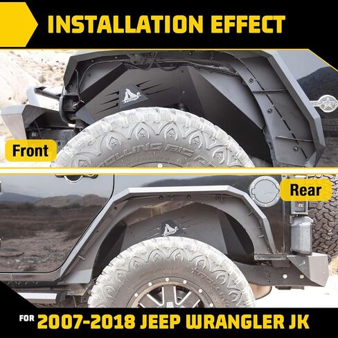 Front & Rear Inner Fender Liners Compatible with Jeep Wrangler 2007-2018 JK JKU 2/4 Door, Heavy Duty Off-Road Black Steel Pair of Inner Fender Liners Flares 4 PCS in Saudi Arabia