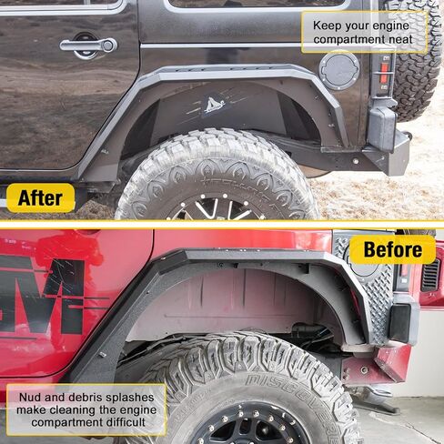 Front & Rear Inner Fender Liners Compatible with Jeep Wrangler 2007-2018 JK JKU 2/4 Door, Heavy Duty Off-Road Black Steel Pair of Inner Fender Liners Flares 4 PCS in Saudi Arabia
