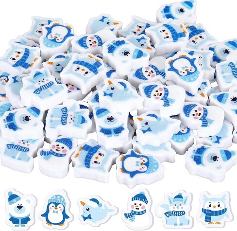 120 Pcs Winter Mini Erasers Christmas Polar Animals Bear Penguin Snowman Eraser for Kids Party Classroom Stationery Supplies in Saudi Arabia