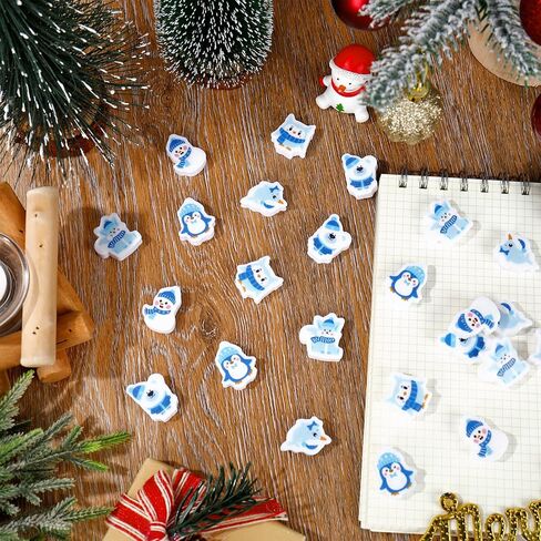 120 Pcs Winter Mini Erasers Christmas Polar Animals Bear Penguin Snowman Eraser for Kids Party Classroom Stationery Supplies in Saudi Arabia