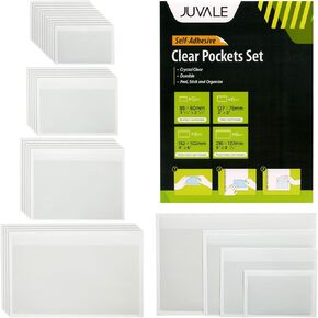 Juvale 100-Pack Clear Business Card Pockets Holders 3.75x2 In, Self-Adhesive Side Load Plastic Protector, Sleeves Labels, Bulk Set for Storage, Organization, Labeling Bins, Folders, and Files in Kuwait