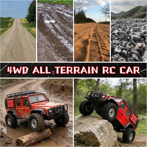 Cheerwing 1:18 Rock Crawler 2.4Ghz Car 4WD Off Road RC Monster Truck with Two-Speed Gearbox Hobby RC Car for Adults (Red) in Saudi Arabia