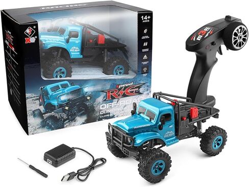 1:18 Scale RC Rock Crawler, 2.4GHz 4WD High Torque Remote Control Off-Road Truck with LED Lights, 7.4V Rechargeable All-Terrain Climbing Vehicle for Adult Hobbyists in Saudi Arabia