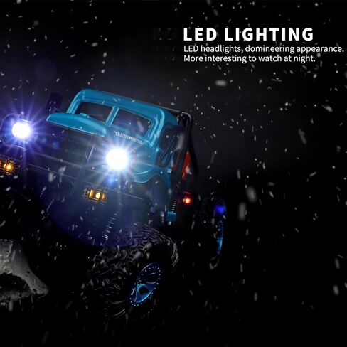 1:18 Scale RC Rock Crawler, 2.4GHz 4WD High Torque Remote Control Off-Road Truck with LED Lights, 7.4V Rechargeable All-Terrain Climbing Vehicle for Adult Hobbyists in Saudi Arabia