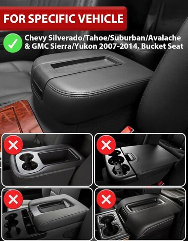 Center Console Armrest Cover for GMC Sierra & Chevy Silverado 2019-2026, 40/20/40 Jump Seat, Middle Console Lid Protector, Midlle-cut, Vinyl Leather Accessories, Anti-scratch, Black in Saudi Arabia