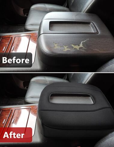 Center Console Armrest Cover for GMC Sierra & Chevy Silverado 2019-2026, 40/20/40 Jump Seat, Middle Console Lid Protector, Midlle-cut, Vinyl Leather Accessories, Anti-scratch, Black in Saudi Arabia
