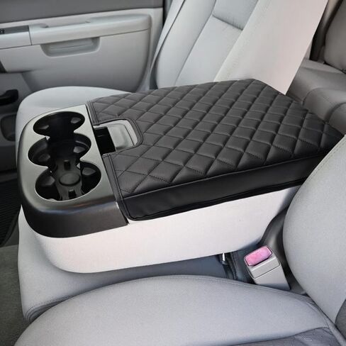 غطاء مسند ذراع وحدة التحكم المركزية لـ 2007 2008 2009 2010 2011 2012 2013 Chevy Silverado & Tahoe & Suburban، GMC Sierra، ملحقات شاحنة وسادة مسند الذراع المصنوعة من الجلد النباتي (وحدة تحكم مقعد القفز فقط) in Kuwait