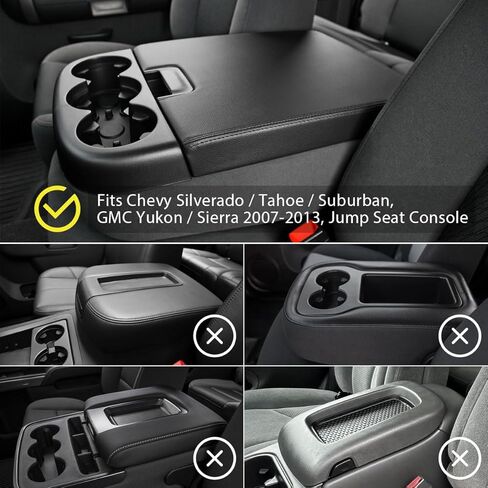 غطاء مسند ذراع وحدة التحكم المركزية لـ 2007 2008 2009 2010 2011 2012 2013 Chevy Silverado & Tahoe & Suburban، GMC Sierra، ملحقات شاحنة وسادة مسند الذراع المصنوعة من الجلد النباتي (وحدة تحكم مقعد القفز فقط) in Kuwait
