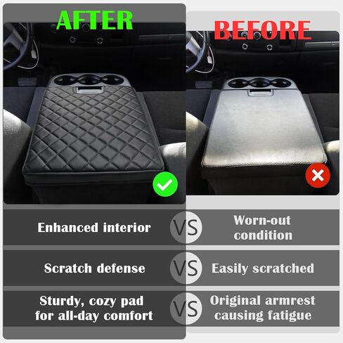 غطاء مسند ذراع وحدة التحكم المركزية لـ 2007 2008 2009 2010 2011 2012 2013 Chevy Silverado & Tahoe & Suburban، GMC Sierra، ملحقات شاحنة وسادة مسند الذراع المصنوعة من الجلد النباتي (وحدة تحكم مقعد القفز فقط) in Kuwait