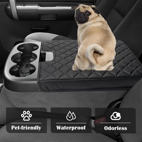 غطاء مسند ذراع وحدة التحكم المركزية لـ 2007 2008 2009 2010 2011 2012 2013 Chevy Silverado & Tahoe & Suburban، GMC Sierra، ملحقات شاحنة وسادة مسند الذراع المصنوعة من الجلد النباتي (وحدة تحكم مقعد القفز فقط) in Kuwait