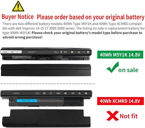 Type M5Y1K 14.8V Battery for Dell Inspiron 15 5000 3000 Series 5566 5555 | 5558 5559 5758 3567 3551 3552 3558 14 3451 3452 3458 5458 17 5755 5758 5759 GXVJ3 HD4J0 WKRJ2 VN3N0 P51F P47F P63F P64G in Kuwait