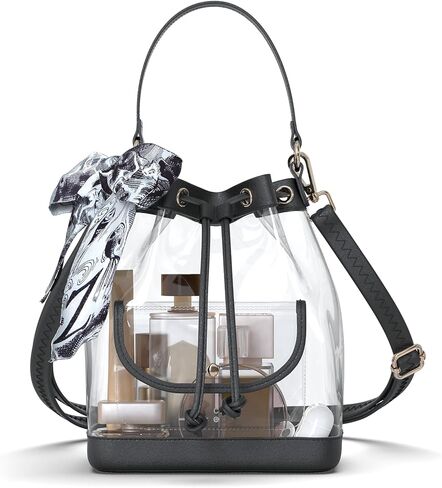 Missnine Clear Bag for Stadium Approved, Clear Crossbody Bucket Bag Transparent PVC Purse for Women, Concert Stadium Events in Kuwait