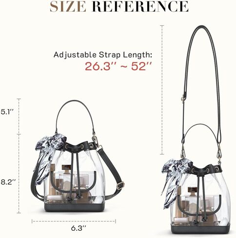 Missnine Clear Bag for Stadium Approved, Clear Crossbody Bucket Bag Transparent PVC Purse for Women, Concert Stadium Events in Kuwait