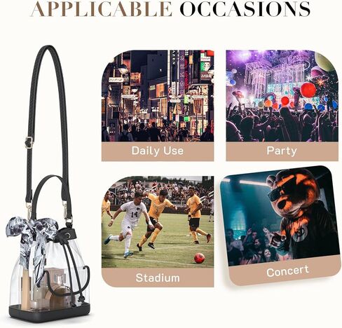 Missnine Clear Bag for Stadium Approved, Clear Crossbody Bucket Bag Transparent PVC Purse for Women, Concert Stadium Events in Kuwait