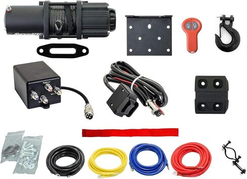 SuperATV Black Ops 3500 lb Winch with Winch Mounting Plate for 2011-2014 Polaris RZR XP 900 | 2012-2014 RZR XP 4 900 | 3/16" Steel Plating | Complete Polaris RZR Winch Kit Ready to Install! in Saudi Arabia