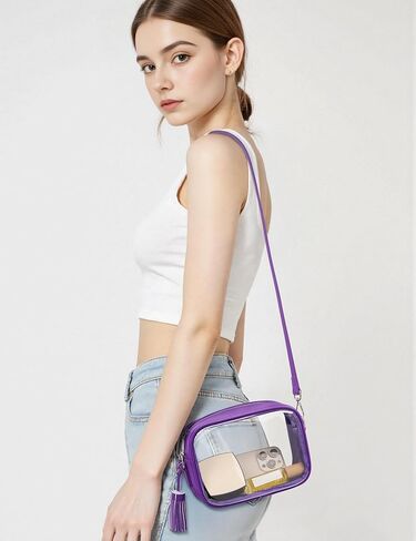 Yarnic Clear Bag Stadium Approved, PVC Clear Crossbody Purse Small Clear Crossbody Bag with Adjustable Shoulder Strap in Saudi Arabia