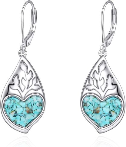 Labradorite Earrings Sterling Silver Leave Labradorite Teardrop Earrings Natural Gemstone Dangle Drop Earrings Labradorite Jewelry Gift for Women Teens Girls in Saudi Arabia