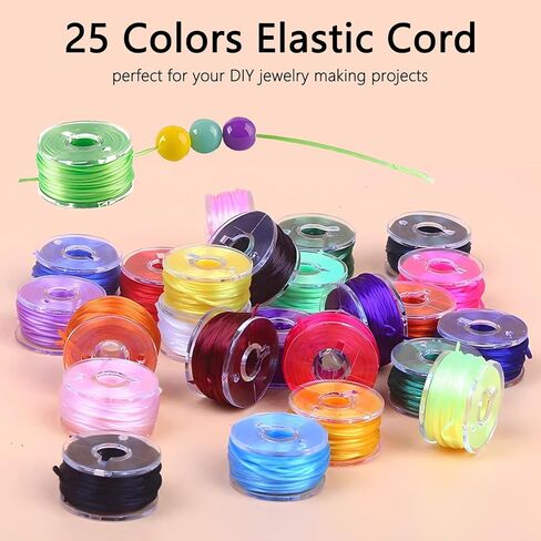 25 Colors 0.8mm Elastic String Cord for Bracelets, Elastic Cord Thread with Scissors Stretchy String Kit for Jewelry Making Necklaces Beading and Crafts in Saudi Arabia