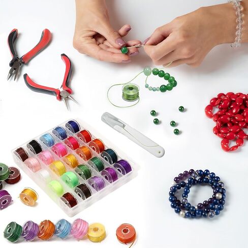 25 Colors 0.8mm Elastic String Cord for Bracelets, Elastic Cord Thread with Scissors Stretchy String Kit for Jewelry Making Necklaces Beading and Crafts in Saudi Arabia