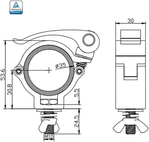 مشبك مقرنة دوار تروس مزدوج، مشابك إضاءة من الألومنيوم الفضي تناسب F34 1.88-2 بوصة أنبوب سريع الإصدار 220 رطل خطاف المسرح in Kuwait