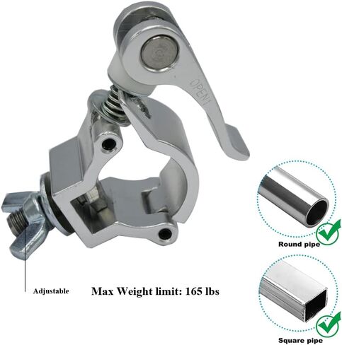 مشبك مقرنة دوار تروس مزدوج، مشابك إضاءة من الألومنيوم الفضي تناسب F34 1.88-2 بوصة أنبوب سريع الإصدار 220 رطل خطاف المسرح in Kuwait