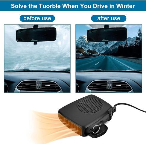 سخان سيارة 12 فولت، سخان محمول مزدوج الوضع 150 وات ومروحة هواء لإزالة الجليد وإزالة الضباب من السيارة، قاعدة دوارة 360 درجة، قابس ولاعة السجائر، لجميع السيارات والشاحنات وسيارات الدفع الرباعي in Kuwait