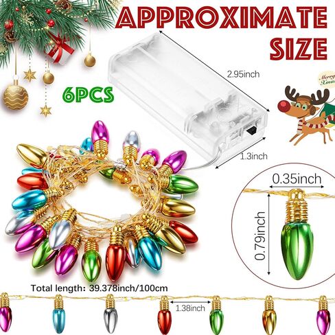 Tuanse 6 Pcs 3.3 ft Mini Christmas Lights Battery Operated Dollhouse String Lights with False Bulb Christmas Decoration Miniature Furniture Accessories Crafts (Colorful,Round Head) in Saudi Arabia