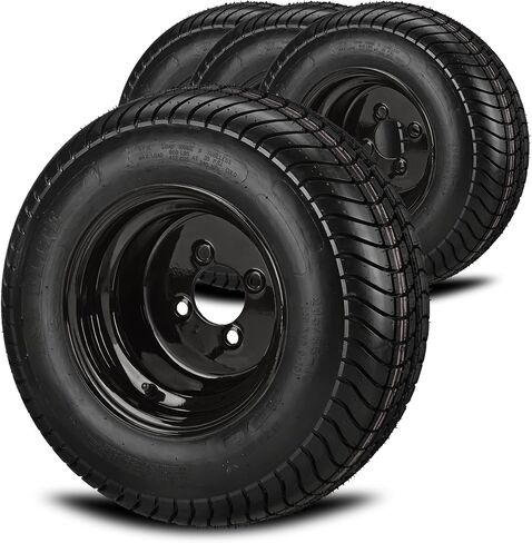 RM Cart 10" Steel Gloss Black on 205/65-10 LSI Elite 4-Ply Tires (Set of 4) | Golf Cart Tires and Wheels Combo with Standard Lug Nuts in Saudi Arabia