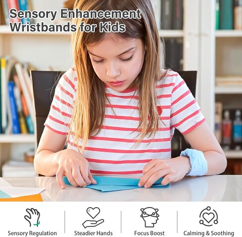 أساور حسية مرجحة للأطفال، أساور معصم حسية للتوحد، ADHD، SPD، تخفيف القلق، التهدئة والتركيز للأطفال ذوي الاحتياجات الخاصة، عبوتين، أزرق فاتح in Saudi Arabia