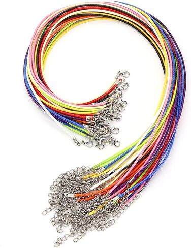 30pcs Waxed Necklace Cord Bulk for Jewelry Making Mixed Color Necklace Cord Rope Waxed Beading String with Lobster Clasps for DIY Bracelet Pendant Charm Findings 17.72 inch 2mm Thick in Saudi Arabia