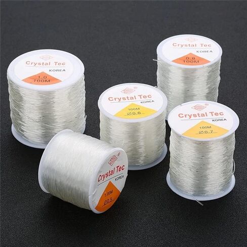 1roll Plastic Crystal DIY Beading Stretch Cords Elastic Line Jewelry Making Supply Wire Strings Thread Accessories 100m (Transparent 0.5mm) in Saudi Arabia