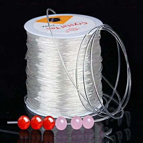 1roll Plastic Crystal DIY Beading Stretch Cords Elastic Line Jewelry Making Supply Wire Strings Thread Accessories 100m (Transparent 0.5mm) in Saudi Arabia