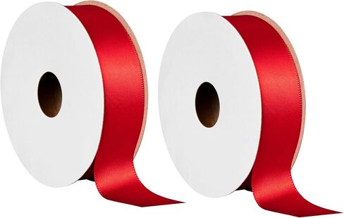 Offray 453993 7/8" Wide Single Face Satin Ribbon for Gift Wrapping, Decoration, and Crafts, Two Pack of 6-Yard Spools, Red in Saudi Arabia