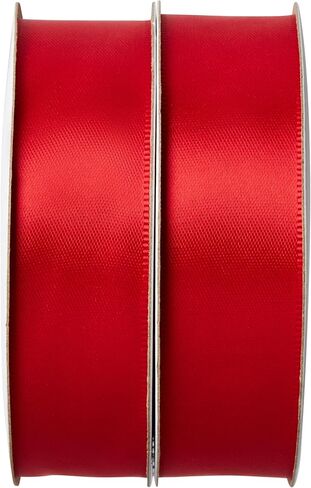 Offray 453993 7/8" Wide Single Face Satin Ribbon for Gift Wrapping, Decoration, and Crafts, Two Pack of 6-Yard Spools, Red in Saudi Arabia