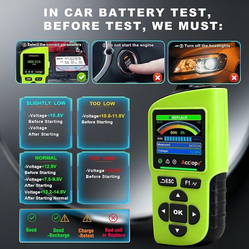 جهاز اختبار بطارية BT90 PRO 2-360Ah مع طباعة سحابية، 30-3800 CCA، محلل رقمي 6V/12V/24V، SOH/SOC/Volt/Res/Cranking واختبار الشحن، درجة الحرارة المحيطة في الوقت الحقيقي، AGM/EFB/Gel/Li in Kuwait