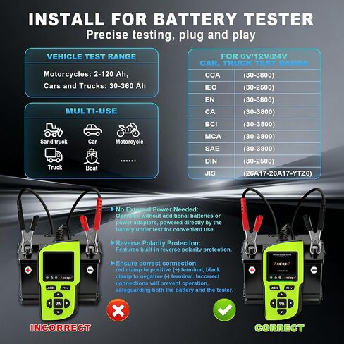 جهاز اختبار بطارية BT90 PRO 2-360Ah مع طباعة سحابية، 30-3800 CCA، محلل رقمي 6V/12V/24V، SOH/SOC/Volt/Res/Cranking واختبار الشحن، درجة الحرارة المحيطة في الوقت الحقيقي، AGM/EFB/Gel/Li in Kuwait