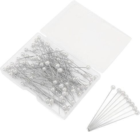 BAFOVY Pearlized Ball Head pins, Luxury Bouquet Corsage Sewing Straight pins for Floral Arrangements, with Big Head Design for Crafts Fabric Decoration (White) in Kuwait