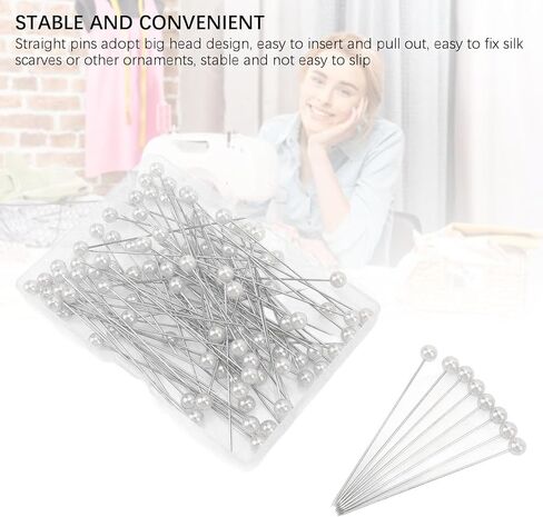 200pcs Pearlized Ball Head Pins, Straight Pins Sewing Pearlized Ball Head Quilting Straight for Bouquets Floral Fabric for DIY Sewing Crafts Bouquets Floral Fabric (White) in Saudi Arabia