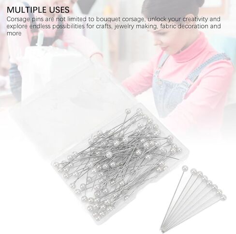 200pcs Pearlized Ball Head Pins, Straight Pins Sewing Pearlized Ball Head Quilting Straight for Bouquets Floral Fabric for DIY Sewing Crafts Bouquets Floral Fabric (White) in Saudi Arabia