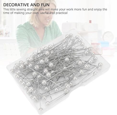 200pcs Pearlized Ball Head Pins, Straight Pins Sewing Pearlized Ball Head Quilting Straight for Bouquets Floral Fabric for DIY Sewing Crafts Bouquets Floral Fabric (White) in Saudi Arabia