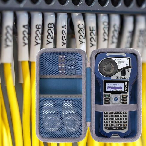 حافظة طابعة ملصقات متوافقة مع طابعة ملصقات أحادية اللون بلوتوث محمولة Brady M211 (حافظة سوداء، سحاب أصفر) in Kuwait