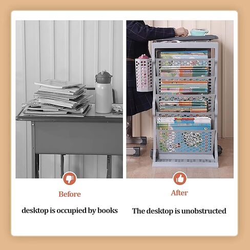 6-Tier Rolling Bookshelf Cart with Wheels - Mobile Black Magazine Rack for Bedroom Living Room & Home School - Stylish & Functional Book Storage Solution in Saudi Arabia